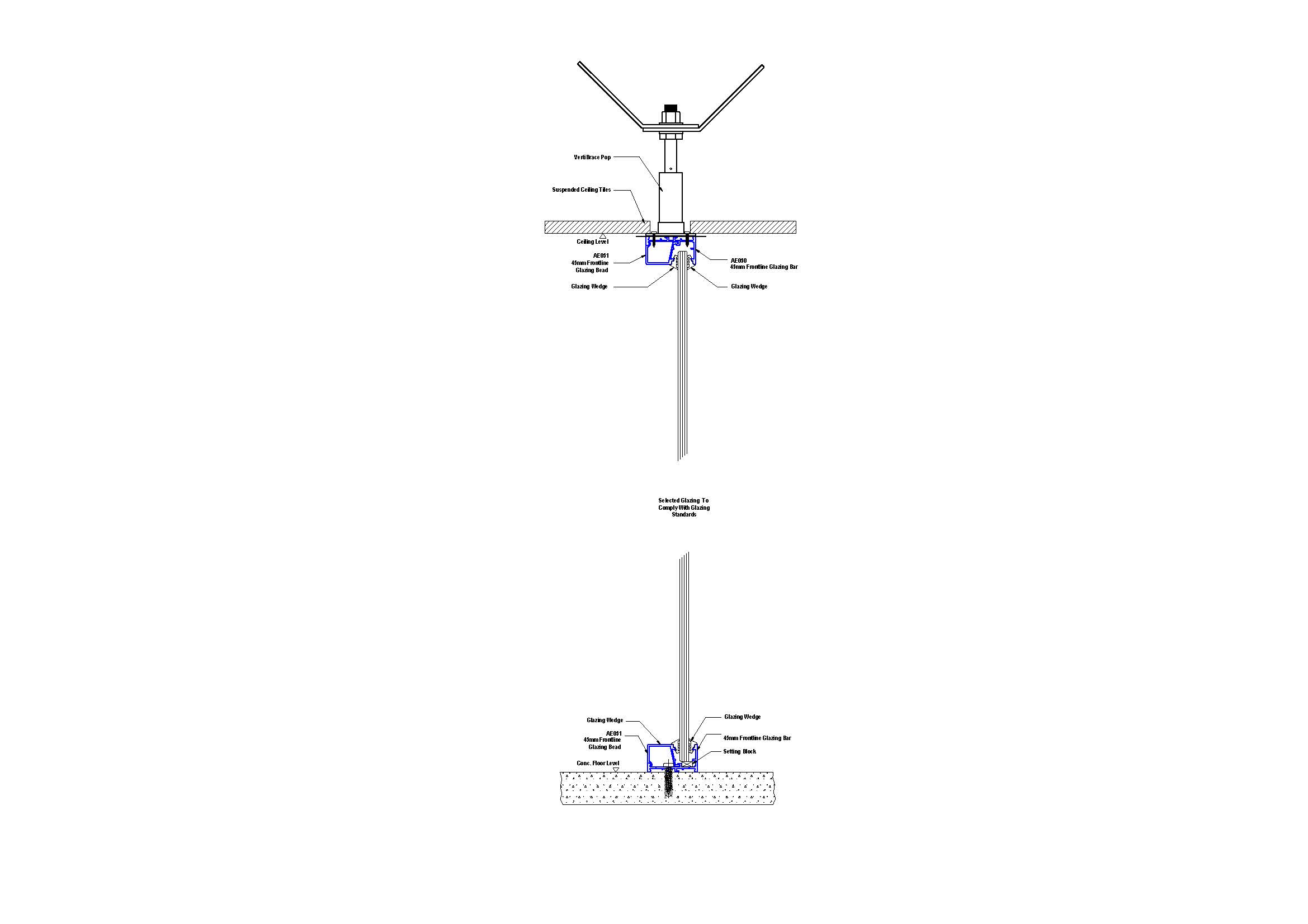 F45-05 45mm Frontline Full Height Glazing Section